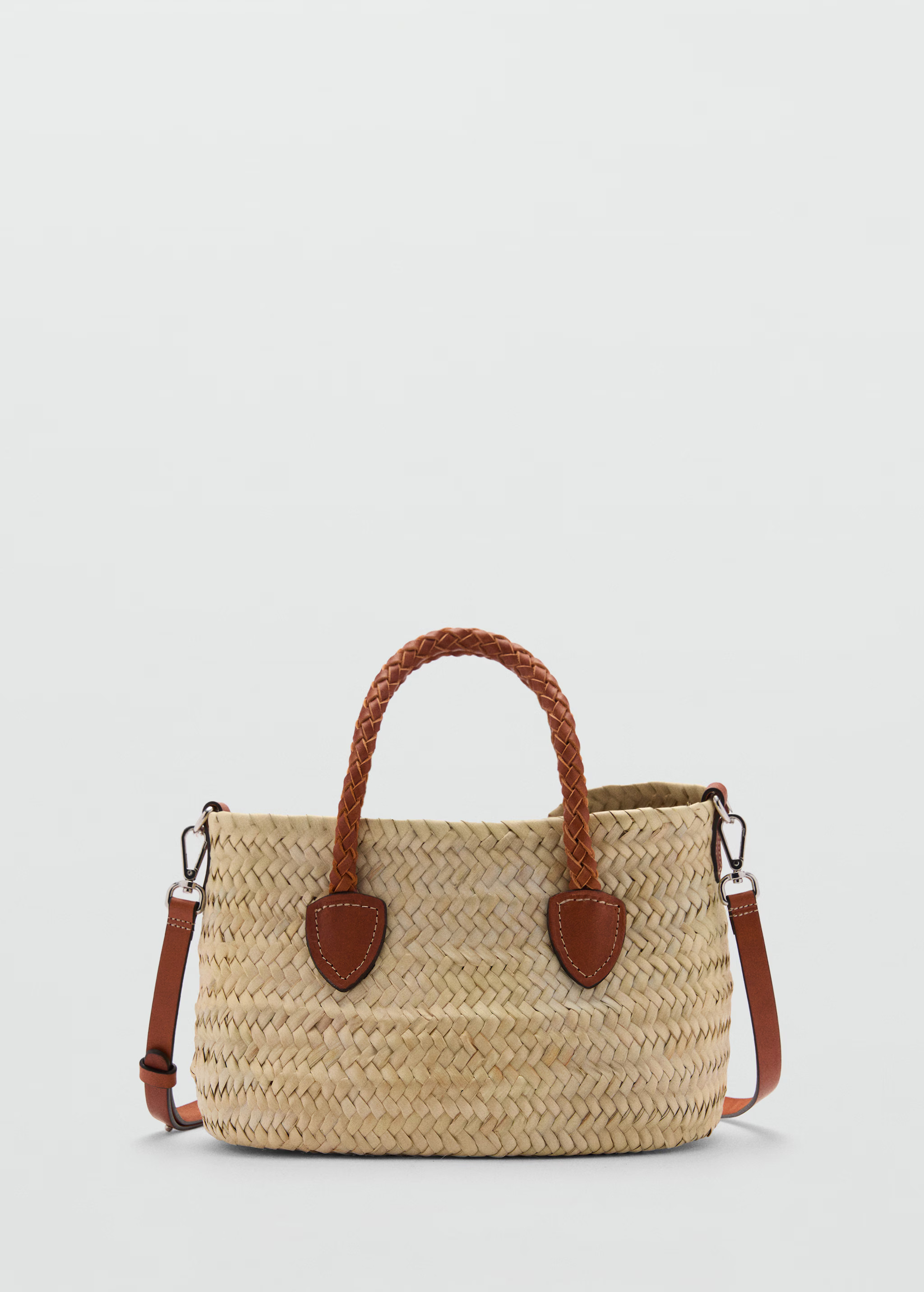Natural fibre bag with leather handles | Mango (US/MX/AU)