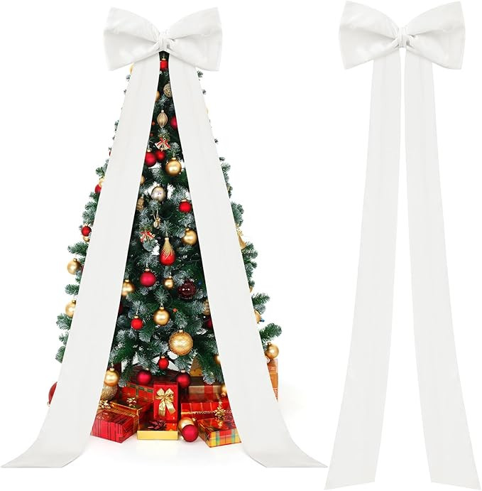 118x28 Inch Extra Large Christmas Tree Topper Bow Christmas Giant Satin Bow Decoration with Long ... | Amazon (US)