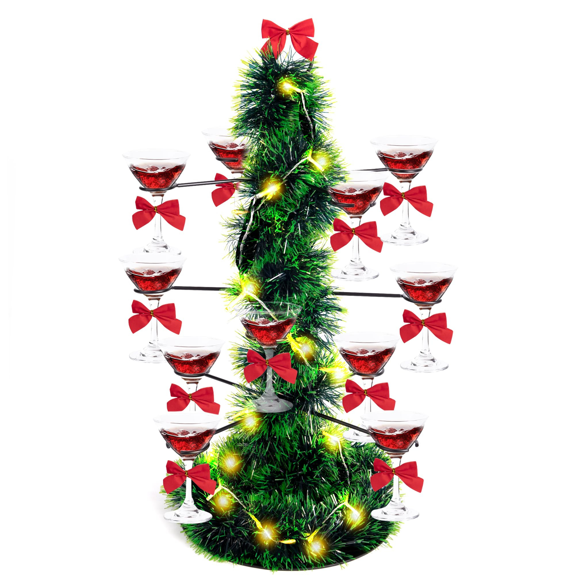 Cocktail Tree Stand for Drinks, 3 Tier 12 Holders Christmas Champagne Drink Tree Tower Martini St... | Amazon (US)