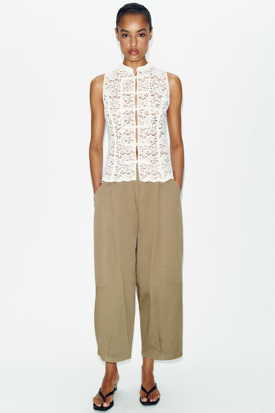 GUIPURE FIREMAN CLASP TOP | Zara UK