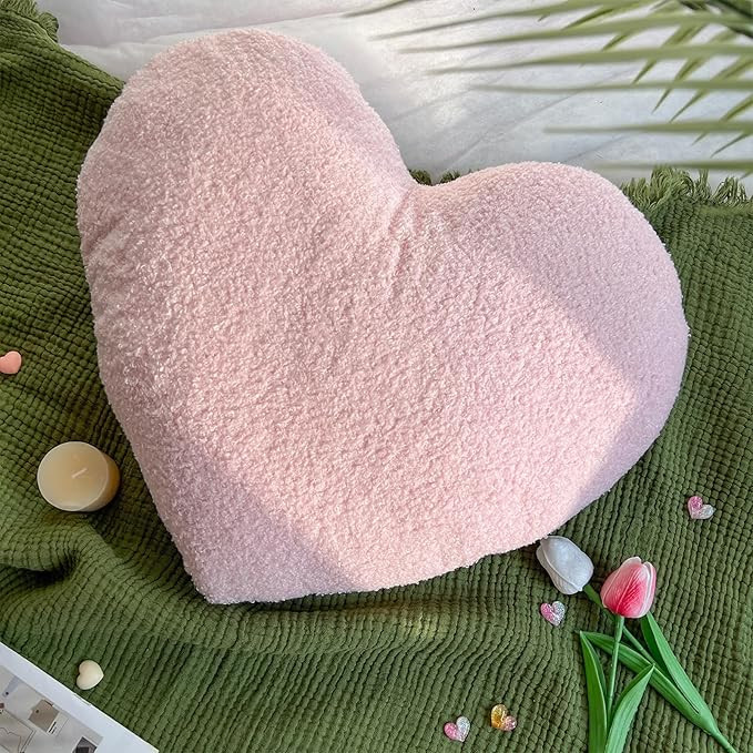 EastTree Heart Pillows, Valentine's Pink Heart Shaped Pillows, Love Throw Pillows, Cute Sherpa He... | Amazon (CA)