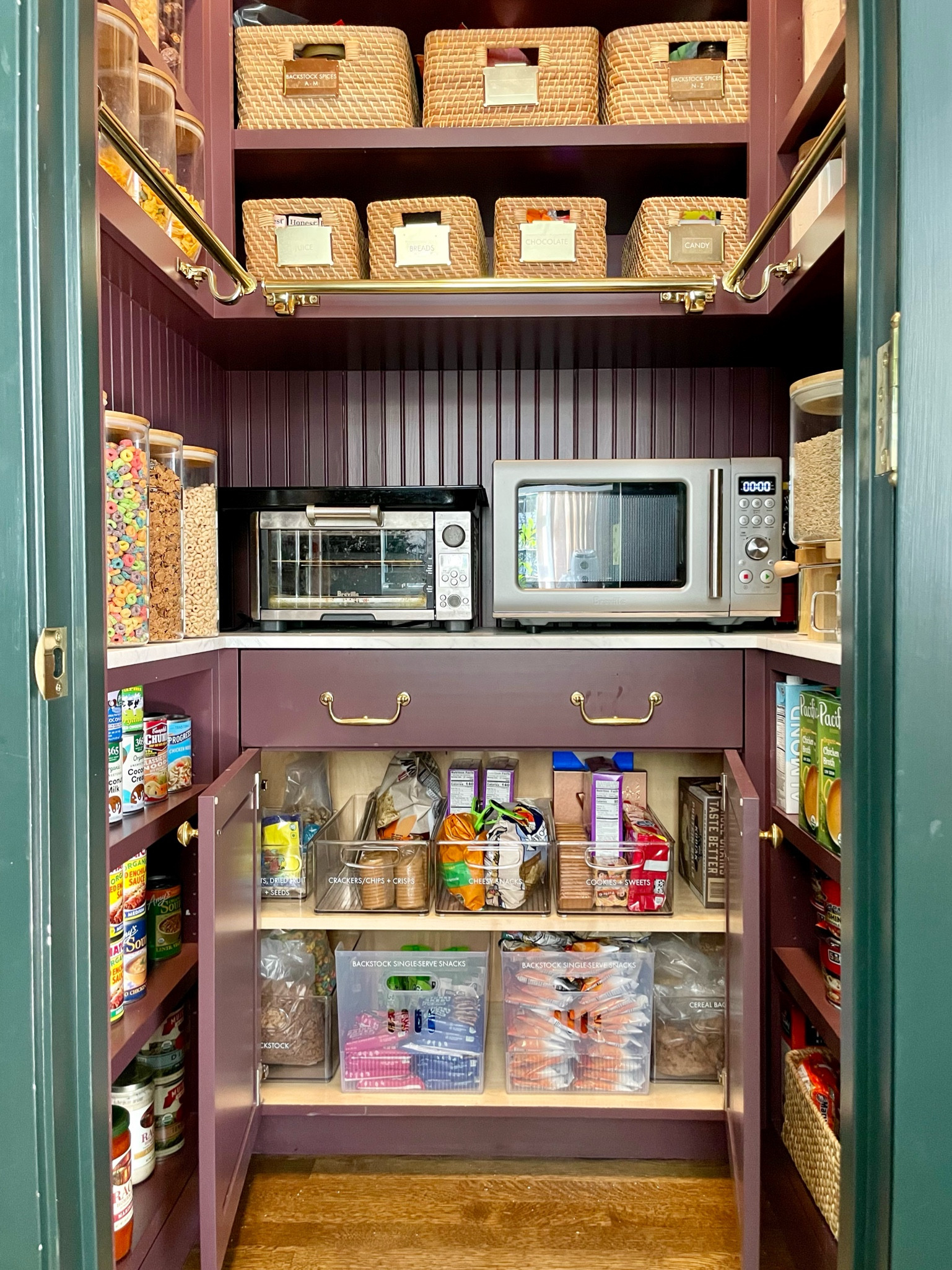 This pantry is organization AND paint color goals. The recipe: baskets for bulk goods, glass jars for dietary staples, clear bins for backstock. 

#LTKBacktoSchool #LTKFamily #LTKHome