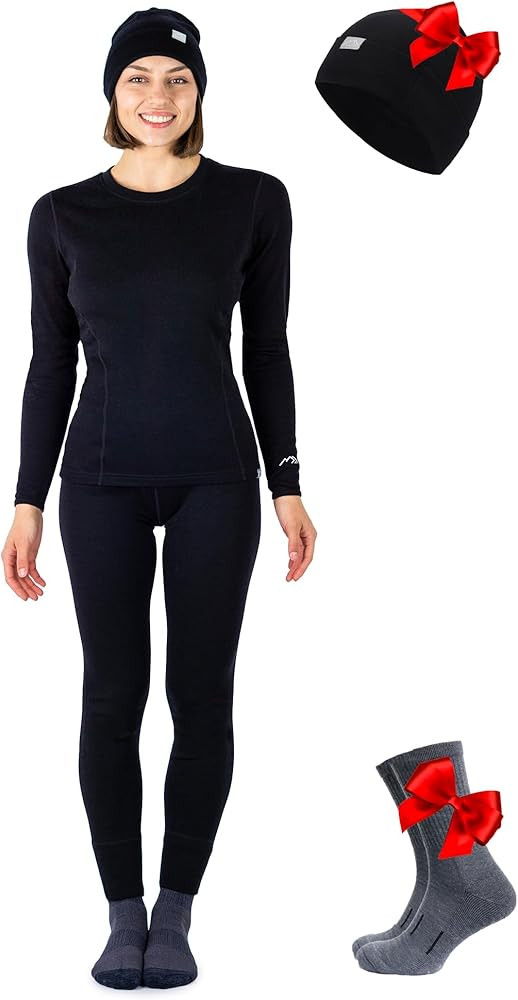 Merino.tech Merino Wool Base Layer Women Set - Midweight Merino Wool Underwear Women Top, Bottom | Amazon (US)