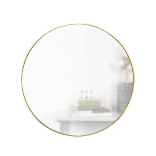 Hub Round Contemporary Mirror Brass (34 in. H x 34 in. W) | The Home Depot