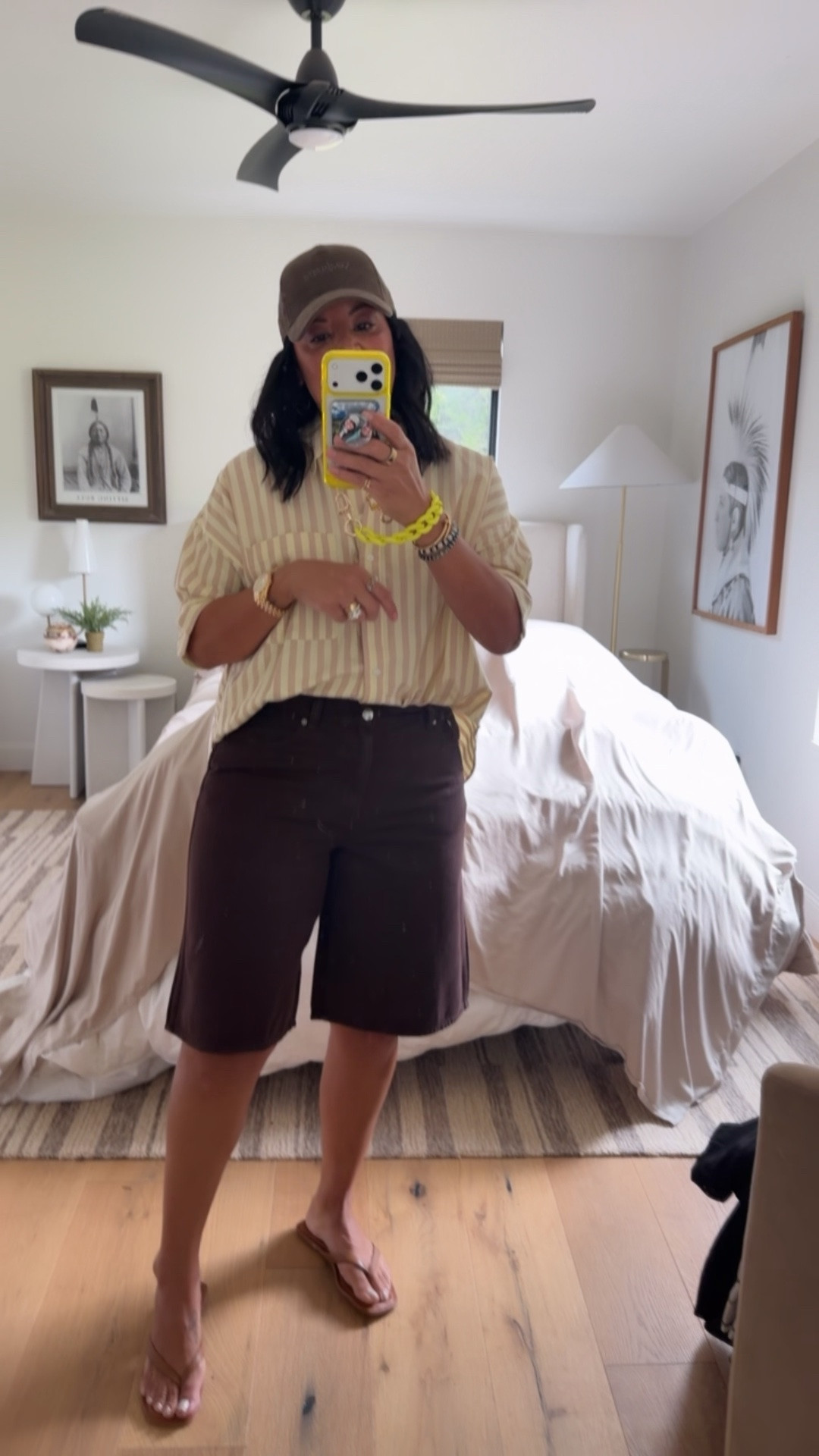Top size medium (it’s oversized so definitely size down if you are between sizes), shorts size 29 (I’m a curvy size 8), sandals fit tts, hat size medium (I have an average sized head.

#LTKMidsize #LTKOver40 #LTKootd