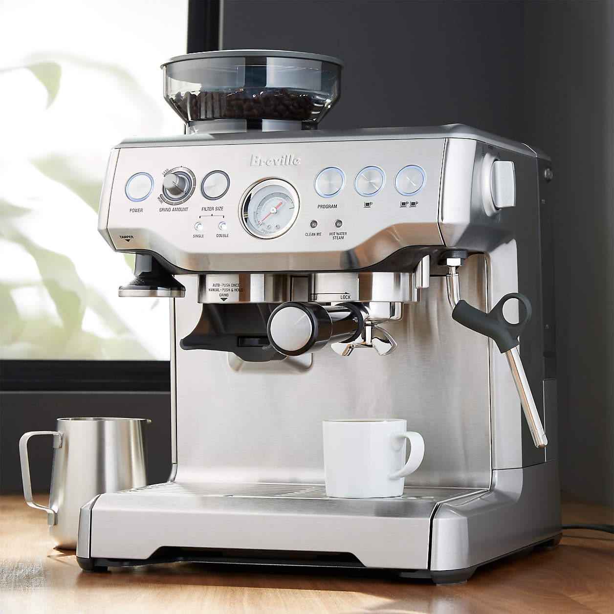 Breville Barista Express Stainless Steel Espresso Machine with Steam Wand + Reviews | Crate & Bar... | Crate & Barrel