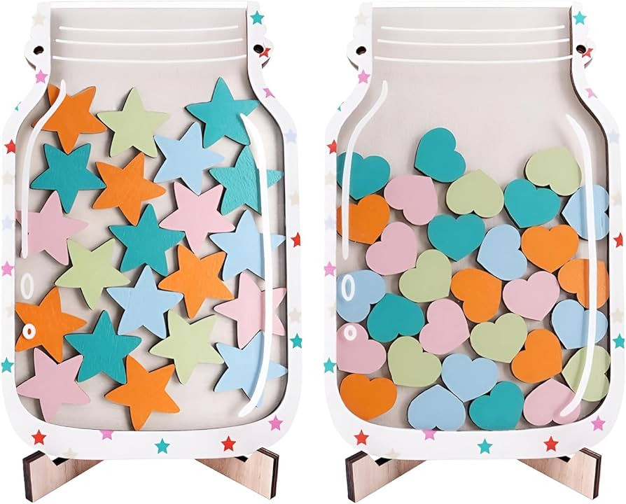 2 Pack Magnetic Reward Jar for Kids Star and Heart Incentive Jars for Classroom Toddlers Potty Tr... | Amazon (US)