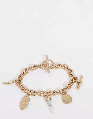 AllSaints charm chain bracelet in brass with gold finish | ASOS (Global)