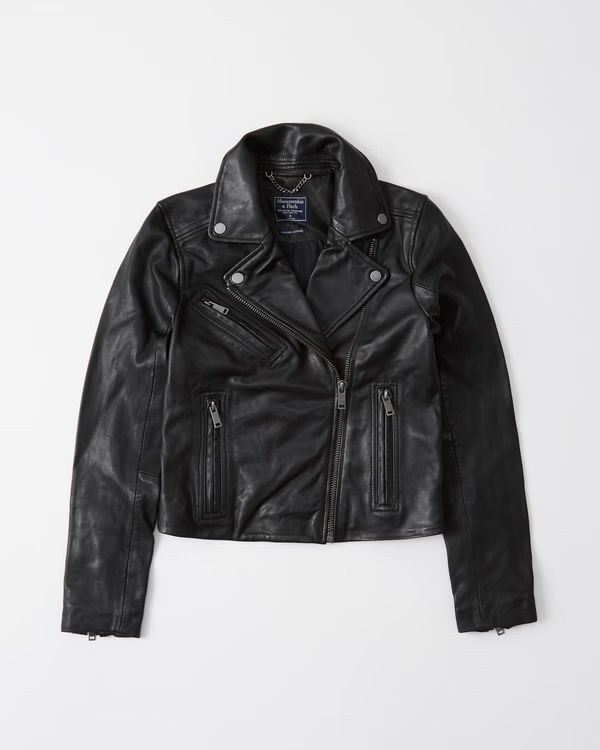 Leather Moto Jacket | Abercrombie & Fitch (US)