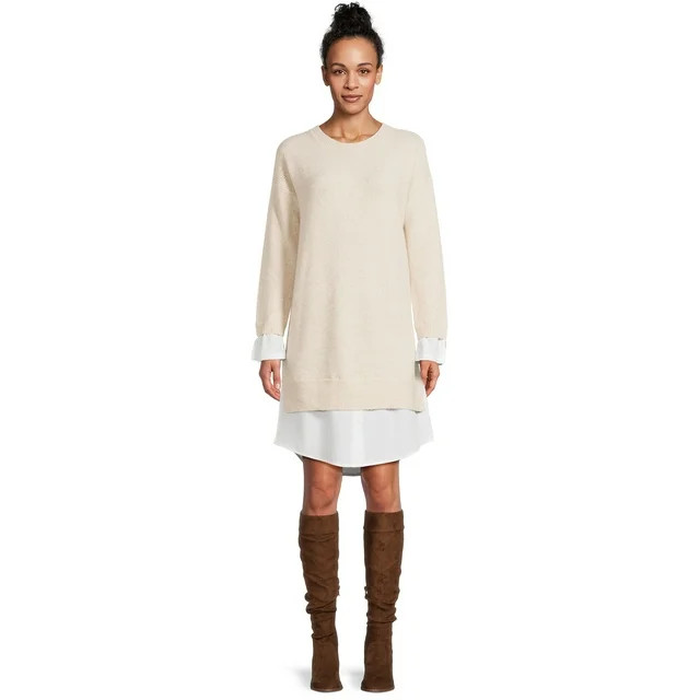 Time and Tru Women's Twofer Sweater Dress | Walmart (US)