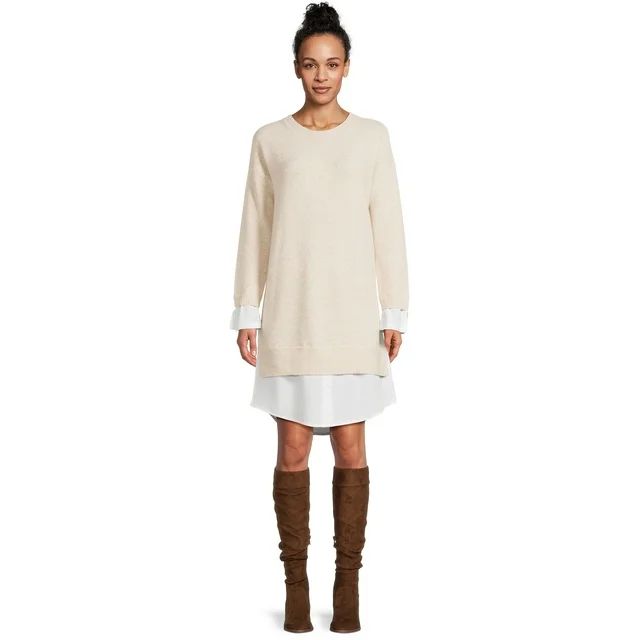 Time and Tru Women's Twofer Sweater Dress | Walmart (US)