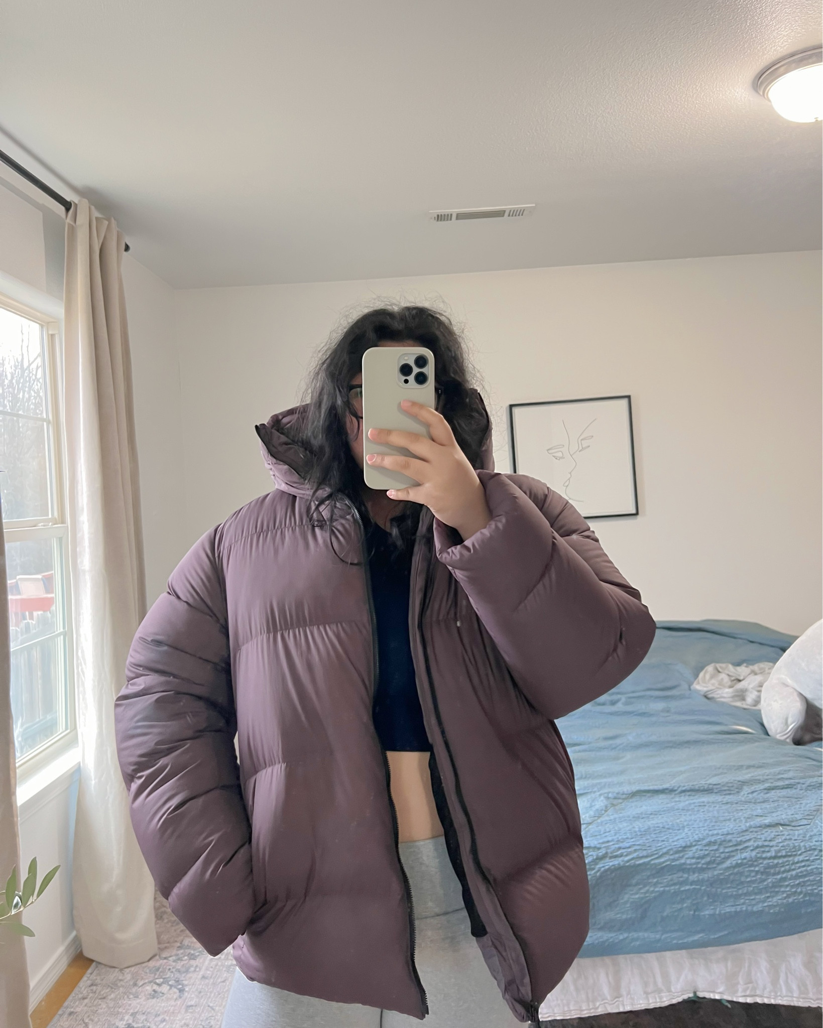 Super puff is in eggplant and I’m wearing size XL could have sized town but wanted it roomy on the inside. Sizing is true to size and it is very puffy and warm 

Aritzia, súper puff, jackets, winter coats 

#LTKPlusSize #LTKMidsize #LTKSaleAlert