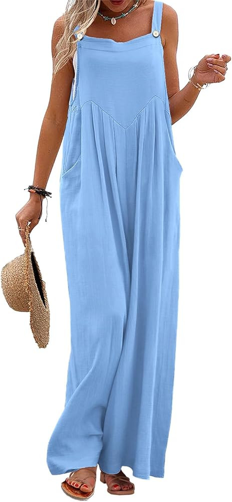 YESNO Women's Summer Casual Overalls Loose Wide Leg Jumpsuits Boho Floral Printed Baggy Rompers w... | Amazon (US)