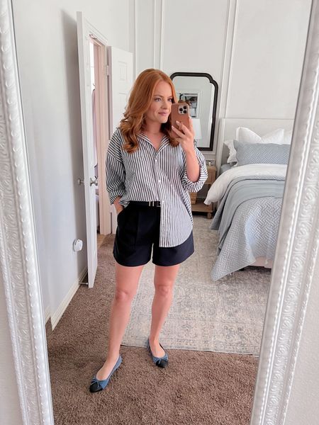Today’s work from home look! I love these tailored shorts! Comfy but put together for wearing while working from home!

Sizing:
Shorts - 28
Shirt - small
Flats - 7.5

#LTKWorkwear #LTKFindsUnder100 #LTKStyleTip