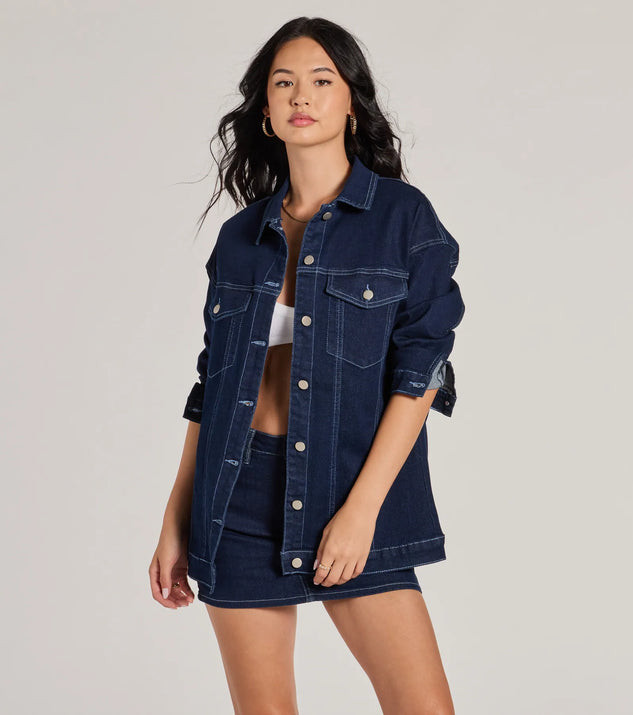 Admirable Aesthetic Oversized Long Sleeve Denim Shacket | Windsor Stores