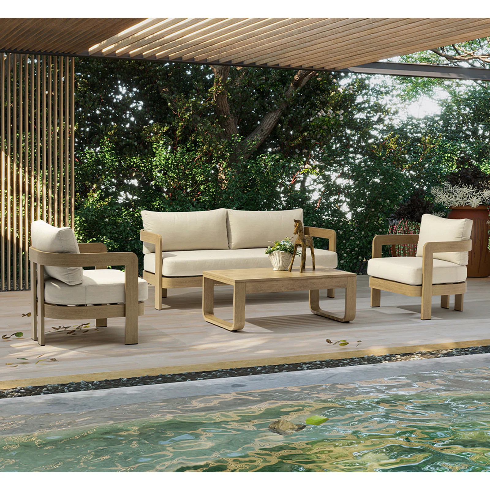 Assembly Free Sofa, Quick Assembly Coffee Table,Outdoor Aluminum Sofa Set,  5 Person Outdoor Seat... | Wayfair North America