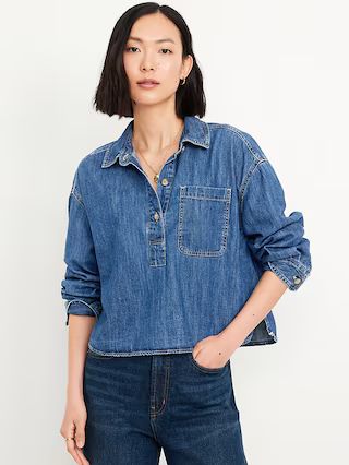 Jean Boyfriend Popover Shirt | Old Navy (US)