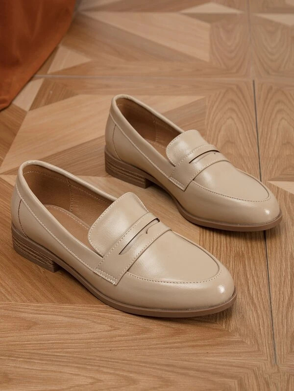 Women's Elegant Minimalist Penny Loafers Flat Shoes | SHEIN