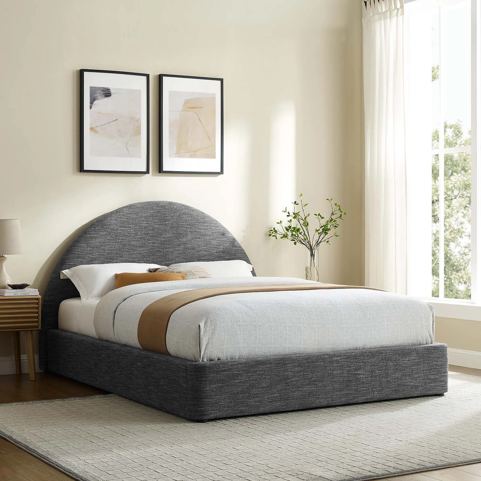 Resort Performance Velvet Arched Round Platform Bed | Wayfair North America