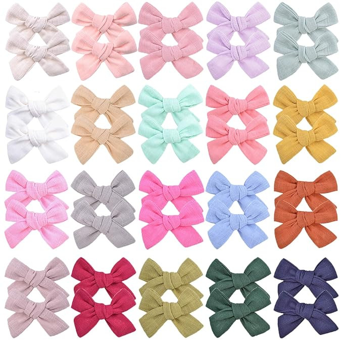 40PCS 3 Inches Baby Girls Hair Bows Clips Small Linen Hair Barrettes Accessories for Babies Infan... | Amazon (US)