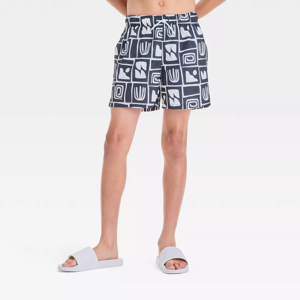 Boys' Desert Tiles Printed Swim Shorts - art class™ Black M Husky | Target
