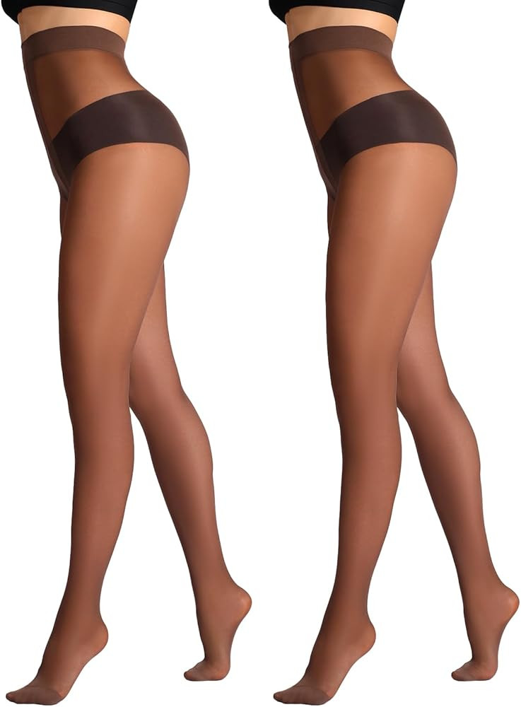 DancMolly Sheer to Waist Control Top Pantyhose, 2 Pairs Women's Tights T-Crotch, Everyday Office ... | Amazon (US)