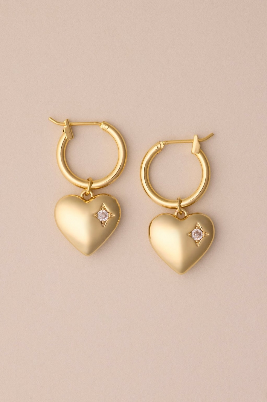 GOLD HEART HOOP EARRINGS | Lucky Brand