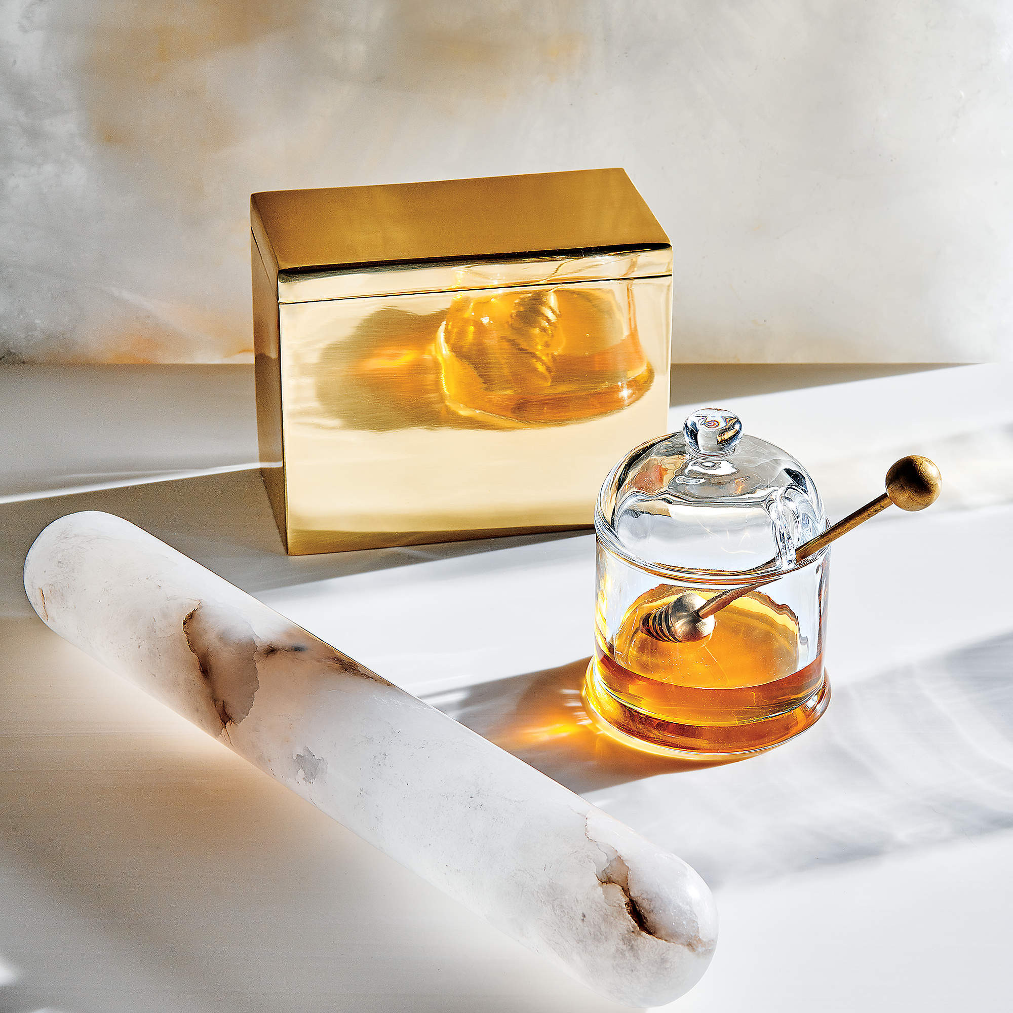 Swarm Glass Honey Pot and Dipper + Reviews | CB2 | CB2