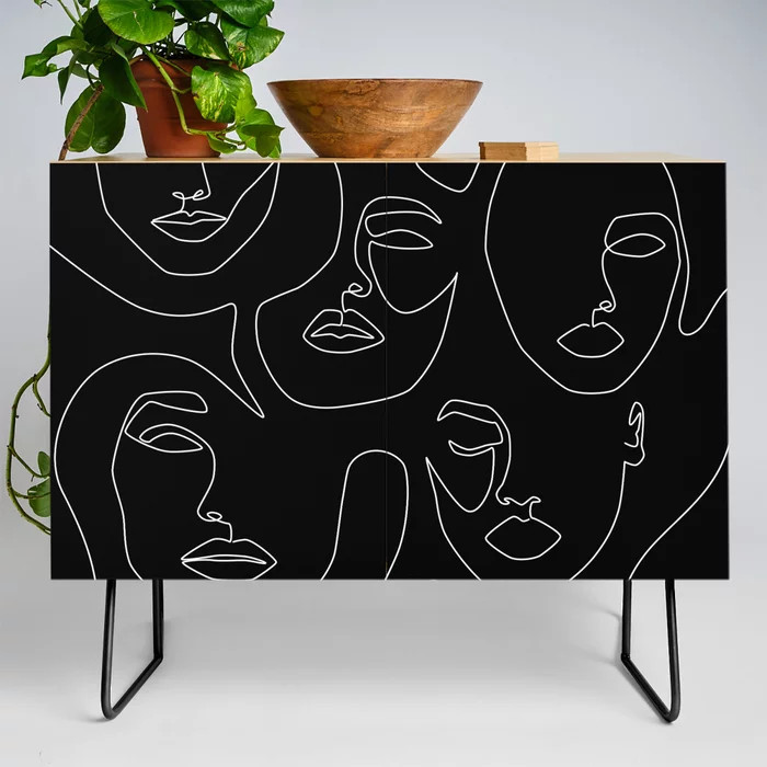 Faces in Dark Credenza | Society6