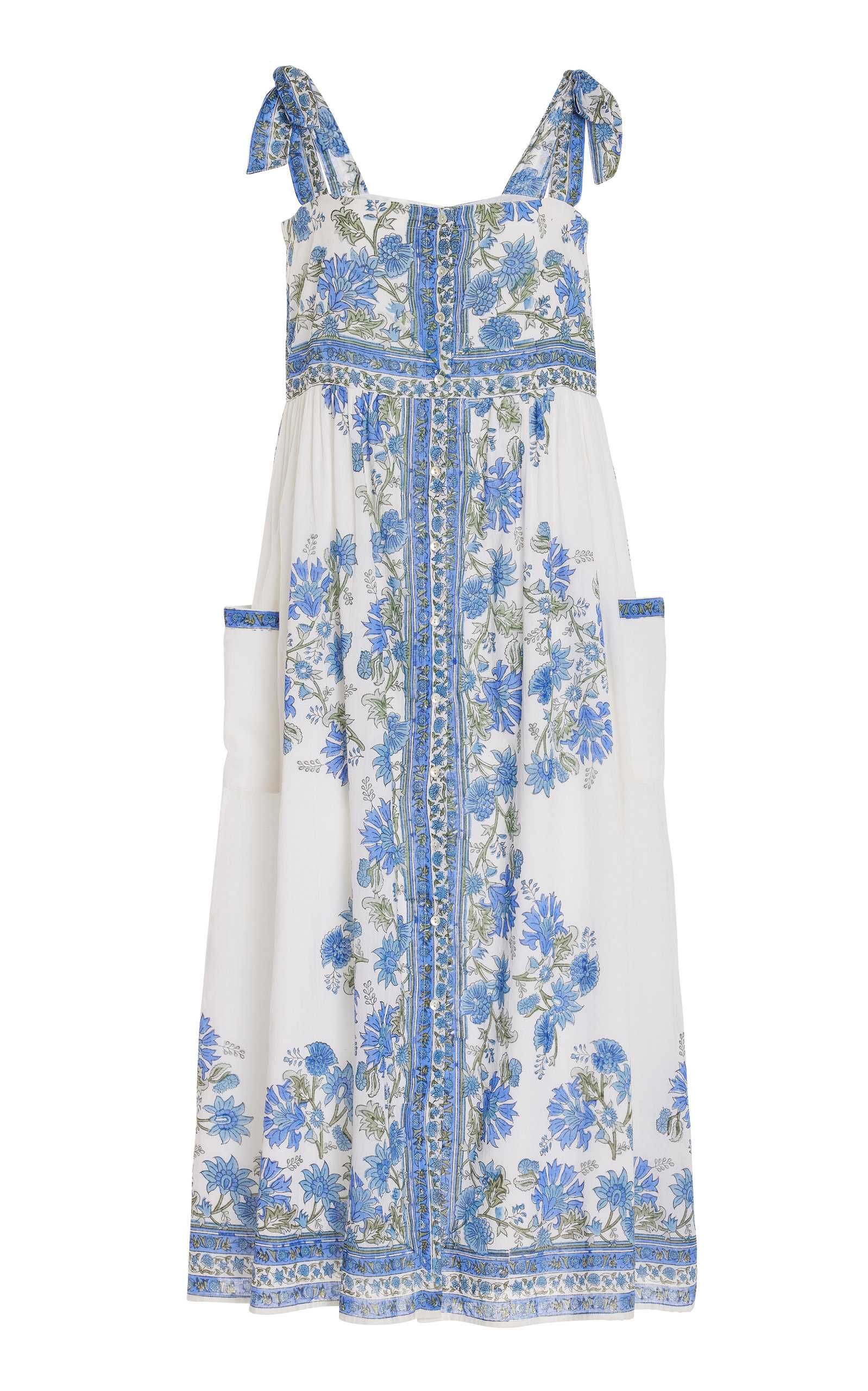 Floral Tie-Shoulder Cotton Midi Dress | Moda Operandi (Global)