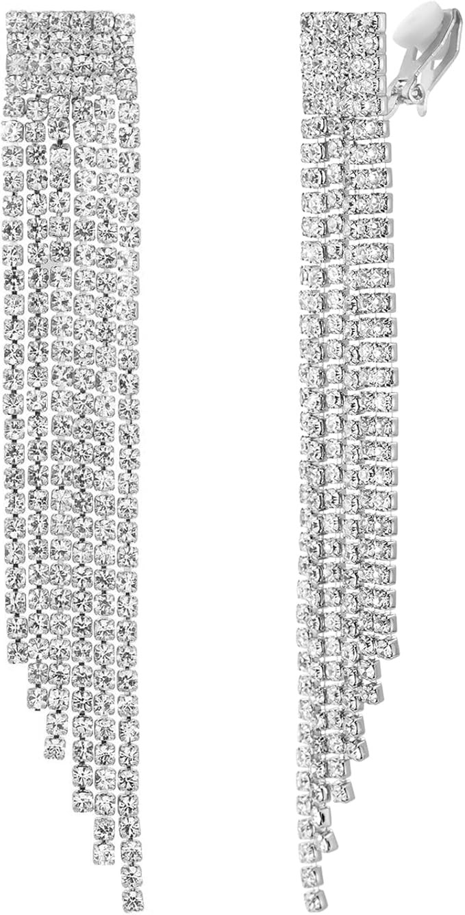 Rhinestone Earrings Dangling for Women Girls Long Chandelier Earrings Tassel Fringe Crystals Dang... | Amazon (US)