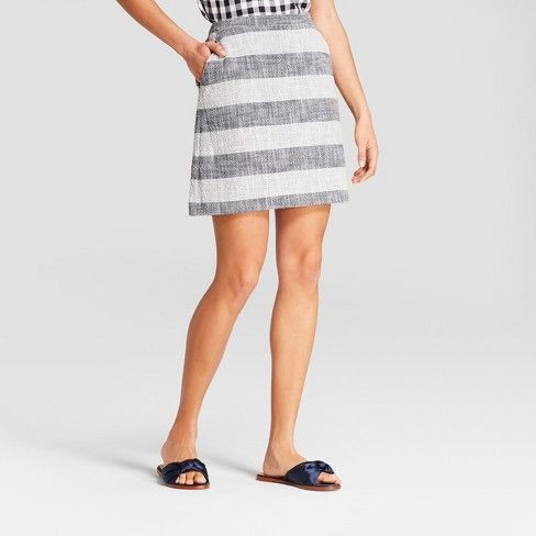 Women's Striped A-Line Mini Skirt - A New Day™ Navy/Cream | Target