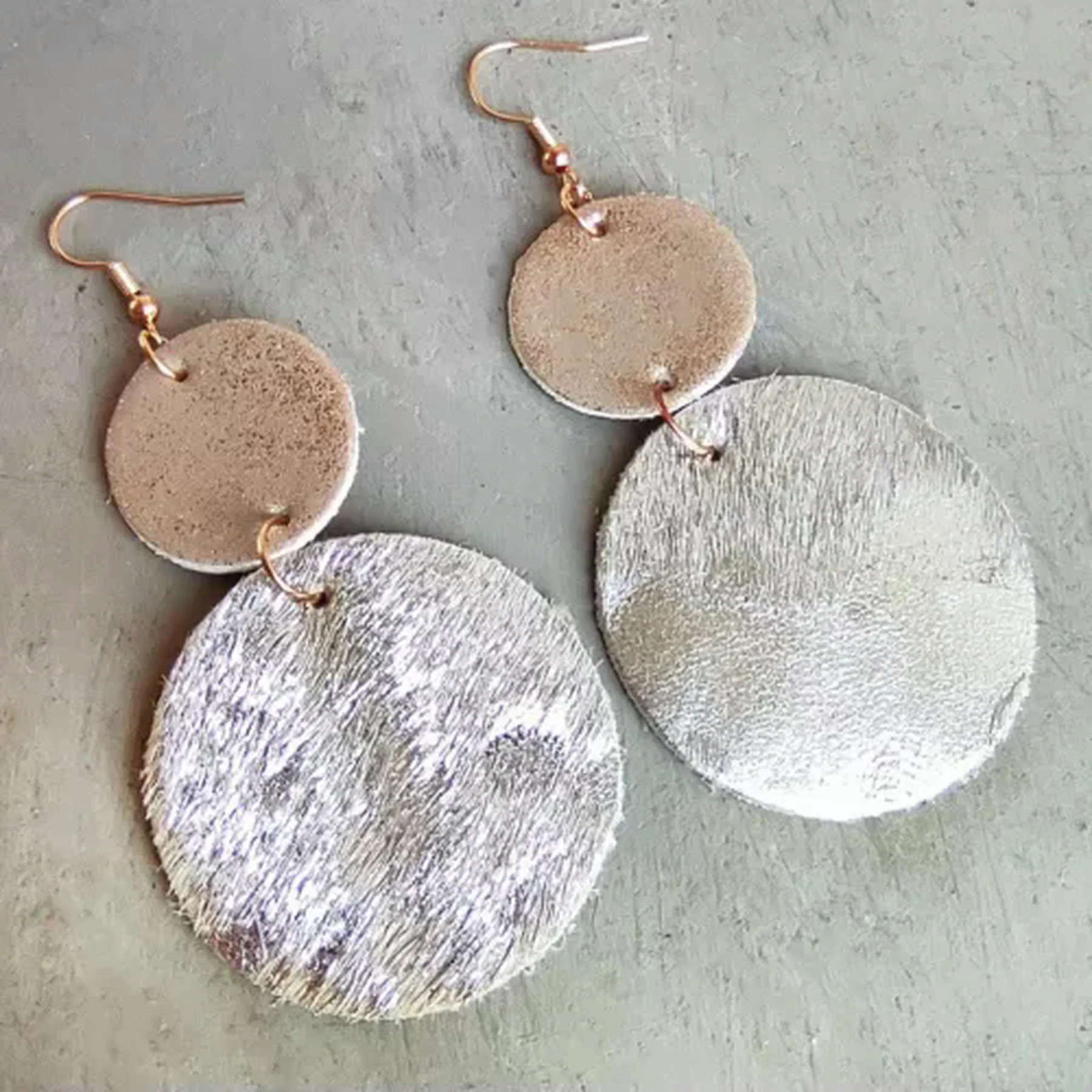 Cheetah Genuine Leather Double Circle Women Statement Drop Earrings Fall Jewelry | Walmart (US)