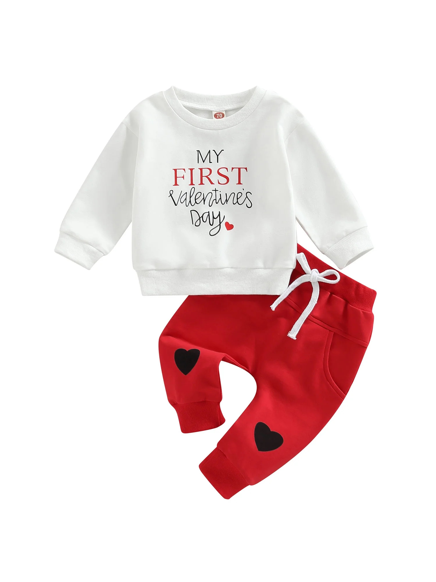 Newborn Infant Baby Boy Valentines Outfits My 1st Valentines Day Sweatshirts Pants Valentine's Da... | Walmart (US)