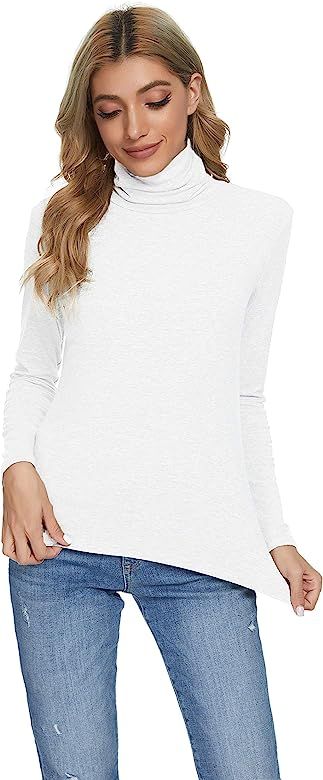 Womens Long Sleeve Turtleneck Lightweight Slim Active Shirt | Amazon (US)