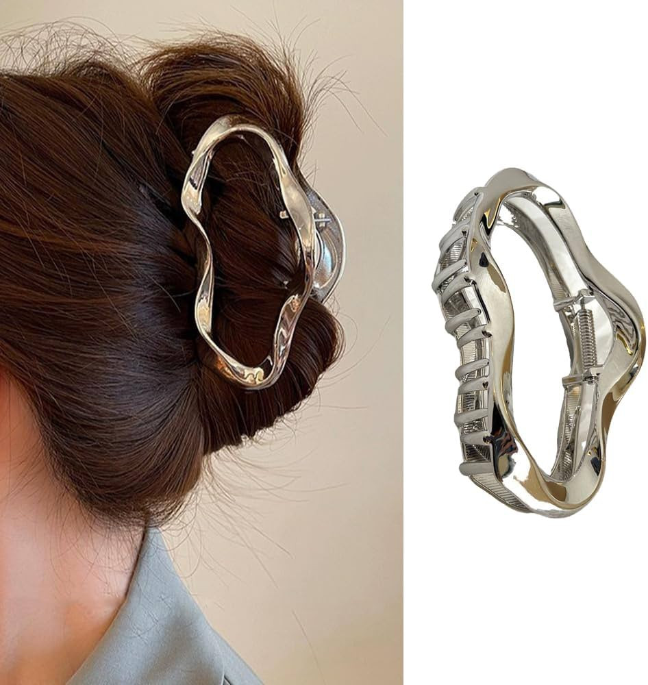 1 Pack Hair Claw Clips Metal Silver Cloud Shape Hair Clips Strong Hold Nonslip Hair Jaw Clips for... | Amazon (US)