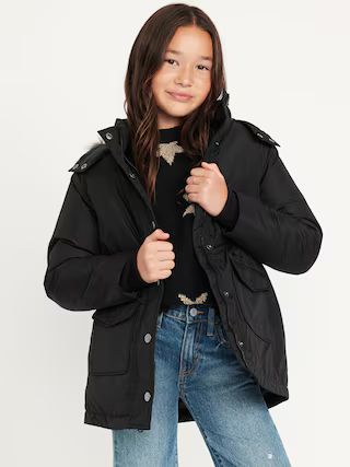 Water-Resistant Sherpa-Lined Hooded Parka Coat for Girls | Old Navy (US)