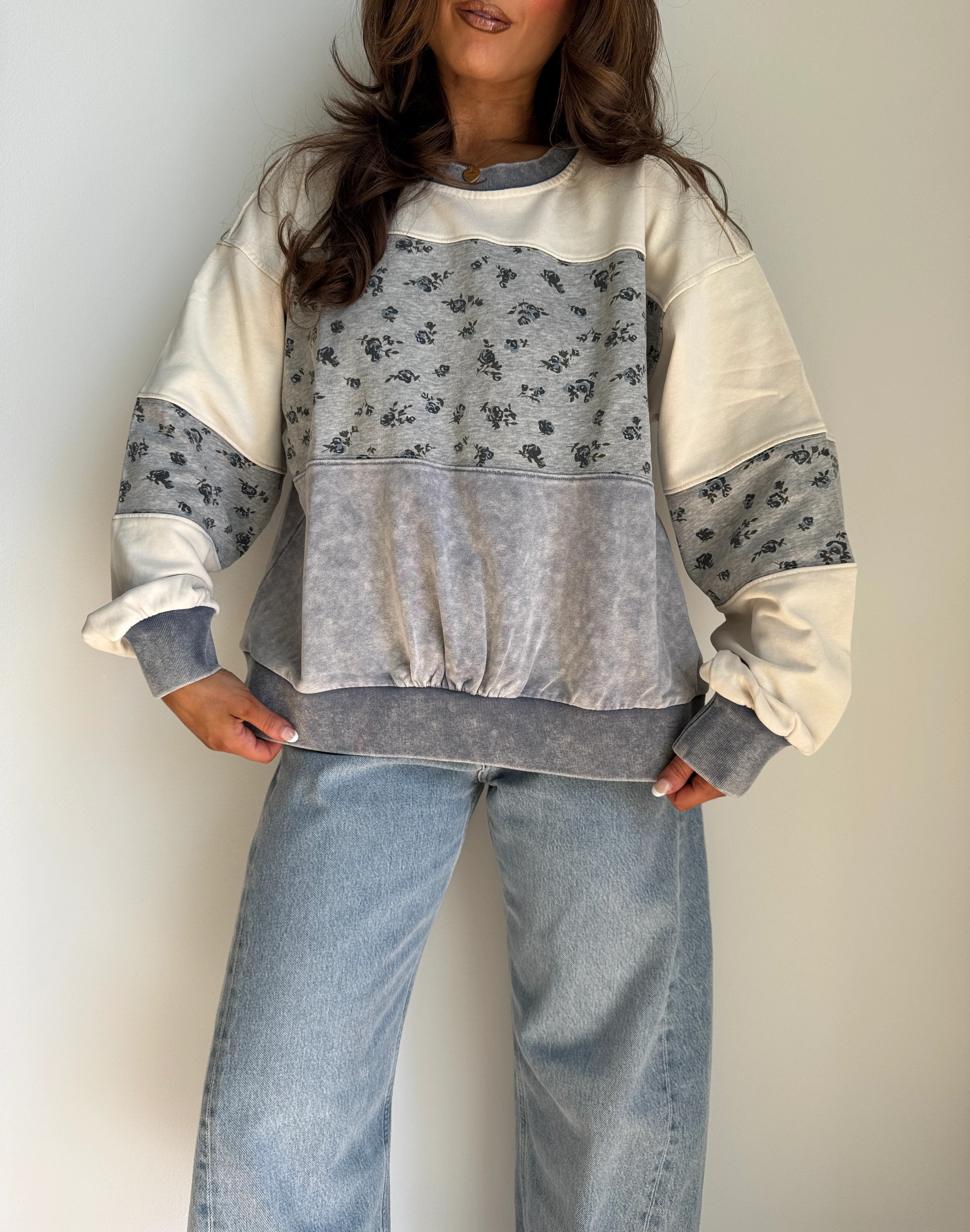 Denim Blueberry Oversized Crew (can’t restock) | Shop Your Darling Style