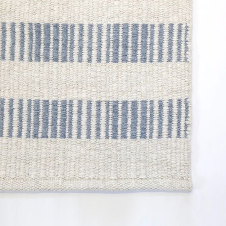 Brooke Striped Handmade Flatweave Nordic Blue Area Rug | Wayfair North America