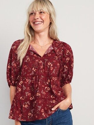 Puff-Sleeve Floral Tiered Swing Blouse for Women | Old Navy (US)