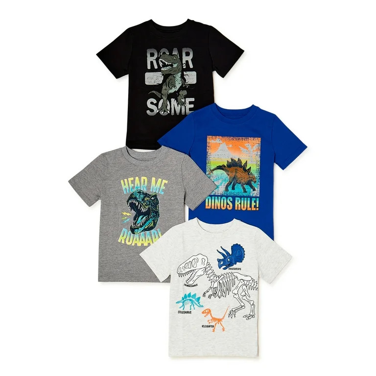 Garanimals Baby and Toddler Boys' Graphic Short-Sleeve T-Shirt, 4-Pack, Sizes 12M-5T | Walmart (US)