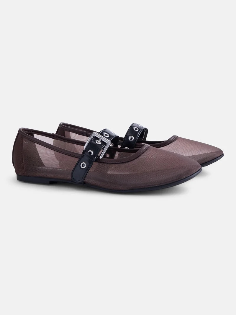 No Boundaries Women\u2019s Mesh Mary Jane Flats | Walmart (US)