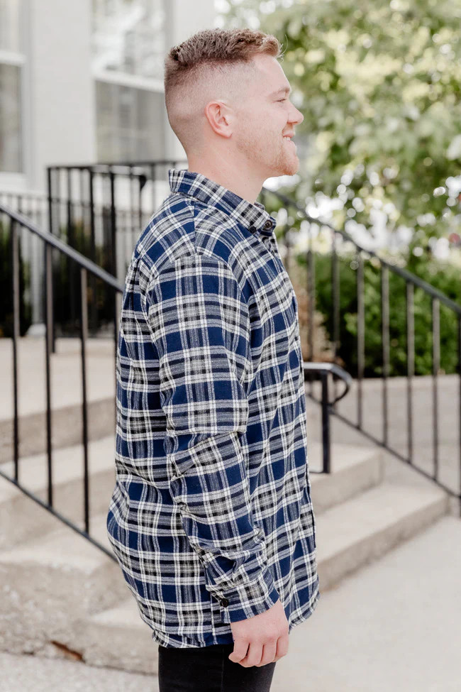 Make my Day Navy Men's Plaid Shirt | Pink Lily