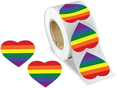 Rainbow Stripe Heart Stickers for LGBTQ Pride Parades and Events | Rainbow Flag Heart Shaped Stic... | Amazon (US)