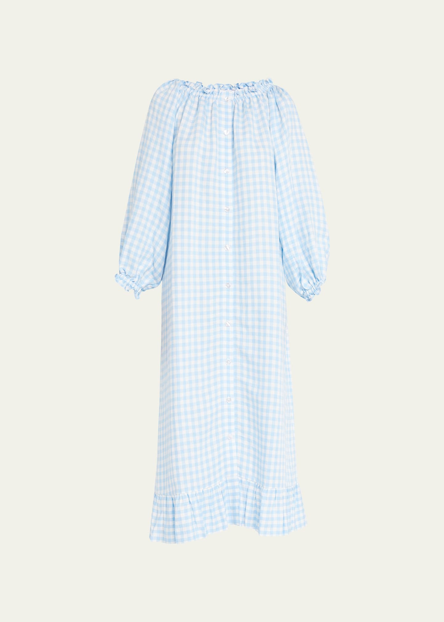 Sleeper Gingham Linen Loungewear Dress | Bergdorf Goodman