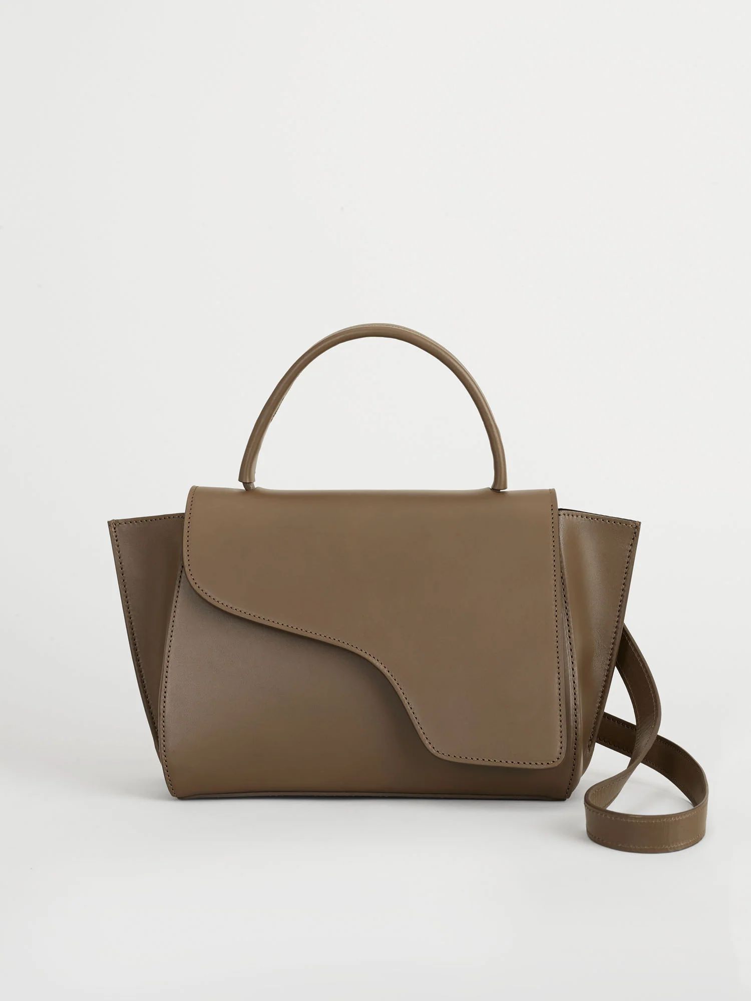 Arezzo Khaki Brown Leather Handbag | ATP Atelier