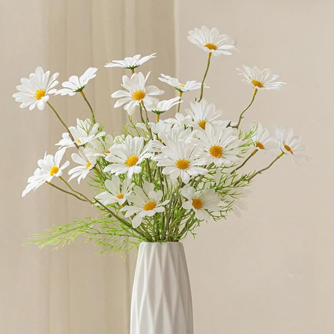 10Pcs 20" White Artificial Daisy Flowers Fake Flowers for Home Wedding Office Christmas Party Flo... | Amazon (US)