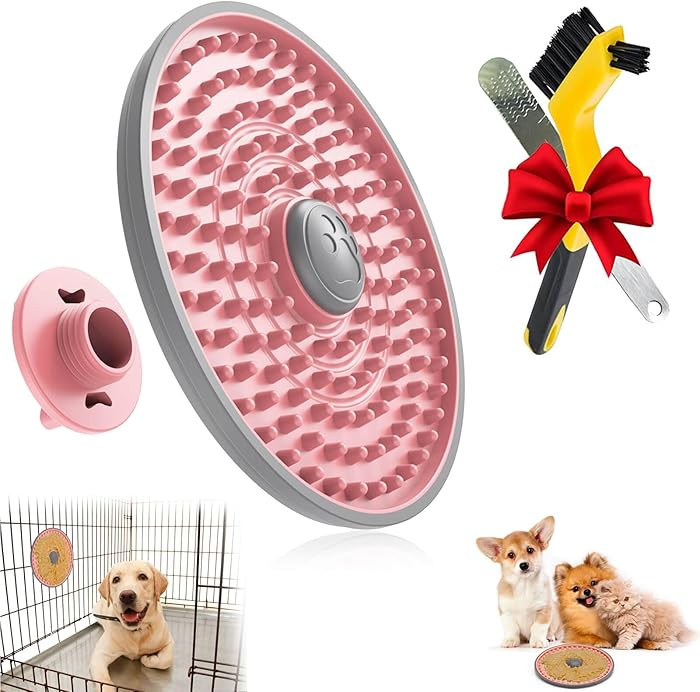 Dog Lick Mat, Pink, for Crate Training and Reducing Anxiety, Made of Natural Rubber, Promotes Hea... | Amazon (US)