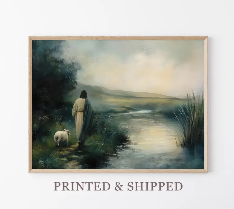 Vintage the Good Shephard Oil Painting | Parable of the 99 | Christian Art | Serene Landscape Pai... | Etsy (US)