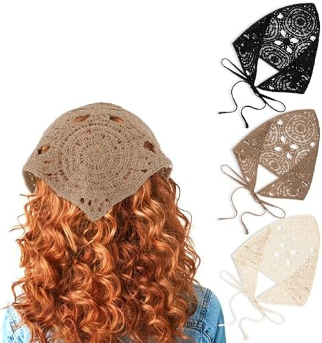 simarro 3PCS Hollow Crochet Bandanas Headbands Hairbands Tie Knitted Headscarf Vintage Hair Banda... | Amazon (US)